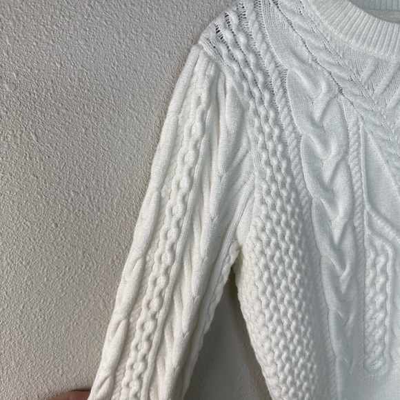 Favorite Daughter Esther Cable Knit Crop Crewneck Sweater Ivory Women’s Small - Picture 7 of 15